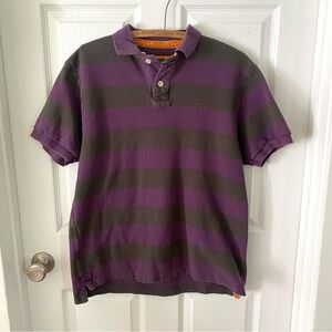Jack Murphy Polo Shirt Mens XL Purple Olive Green Striped Preppy